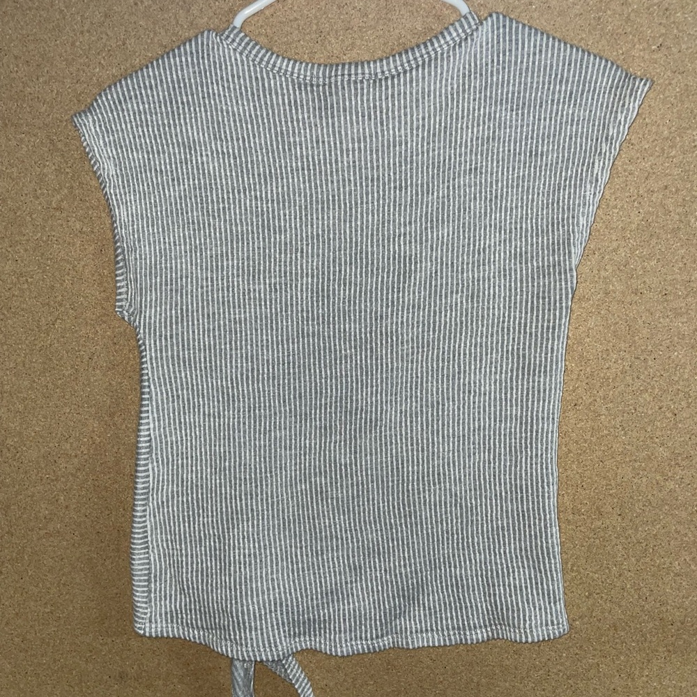 Caution To The Wind Black and White Striped Tie-Front Tee - Picture 4 of 4